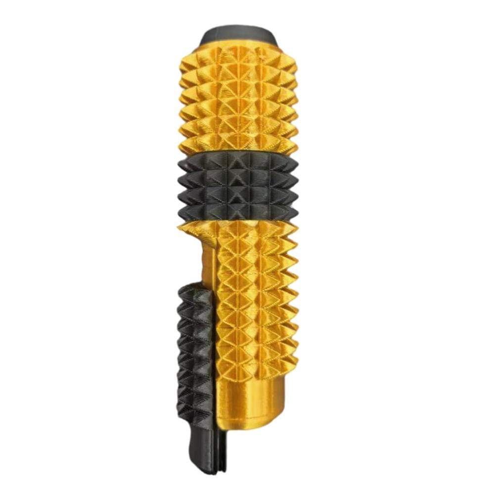 Rodillo giratorio para fidget con pinchos 5 en 1, con agarre texturizado dorado y negro y superficie con patrón de diamante, para mejorar la manipulación táctil.