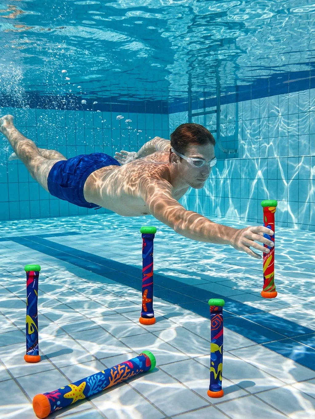 Pvc Swimming Pool and Water Play Accessories, Adult Party Games, Diving Sticks, Summer Pool Diving Toys (Random Colors), Educational Throwing Toys, Outdoor Pool Gifts, Swimming Gear, Suitable for Beach, Pool, and Bathroom.