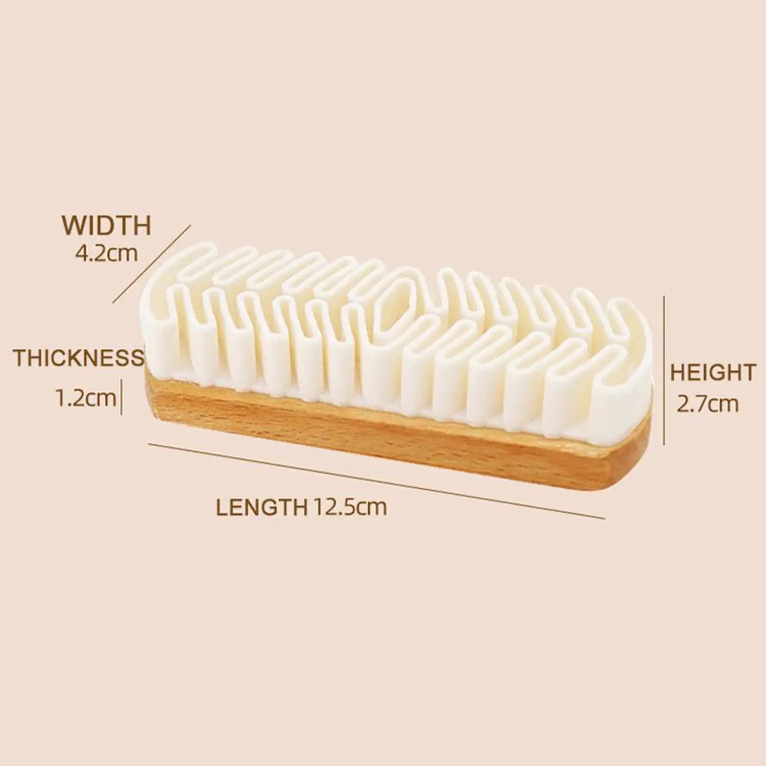 Cepillo para zapatos con cerdas de plástico blanco y mango de madera para limpiar el interior de coche de ante Alcántara.