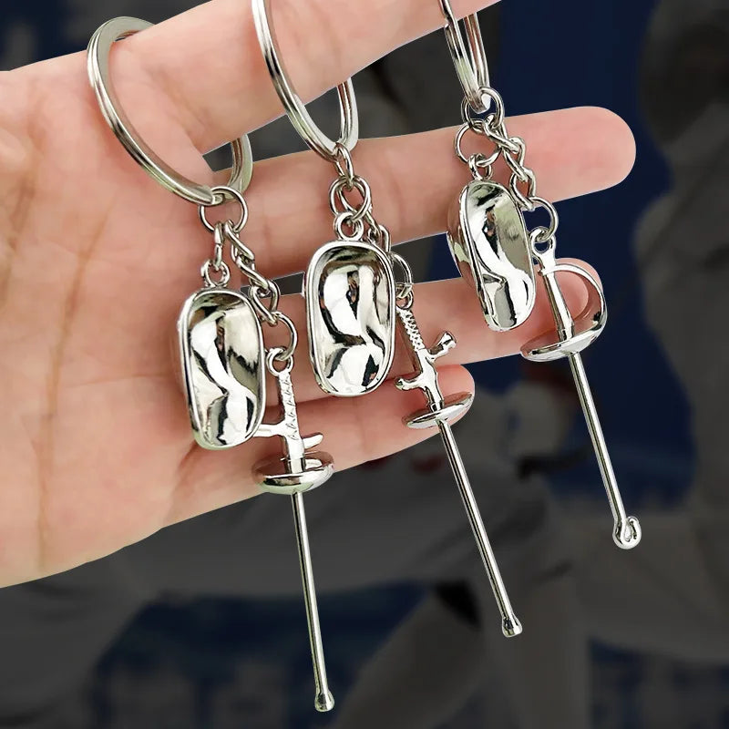 Fencing Keychains Sports Keychain for Key Swords Jewelry for Man