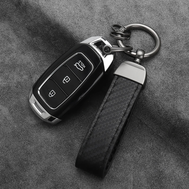 Car Key Chain Carbon Fiber Keychain Luxury Keyring Buckle Car Key Ring Men Women Business Gift Car Key Strap Accessories