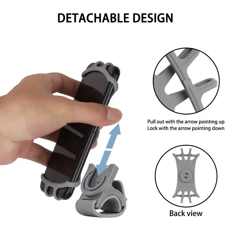 360° Removable Phone Holder Universal Phone Mount for Bicycle Motorcycle Scooter Stroller Phone Mount for 4" to 7" Smartphon