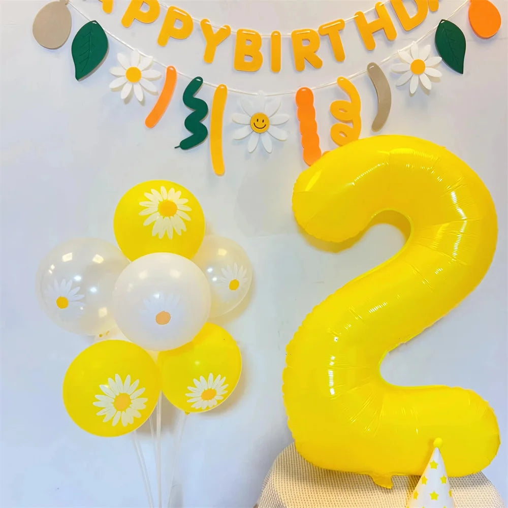 40inch Yellow Number Theme Balloon 1 2 3 4 5 6 7 8 9 0 Baby Happy Birthday Party Balloons Duck Yellow Ballon Days Helium ball