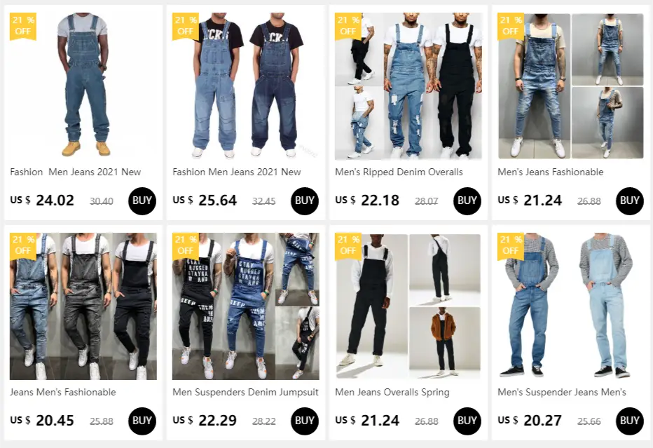 Blaue Jeanslatzhose mit klassischem Design und verstellbaren Trägern für Herren im Stil einer schlichten Jumpsuit-Passform mit geradem Bein.