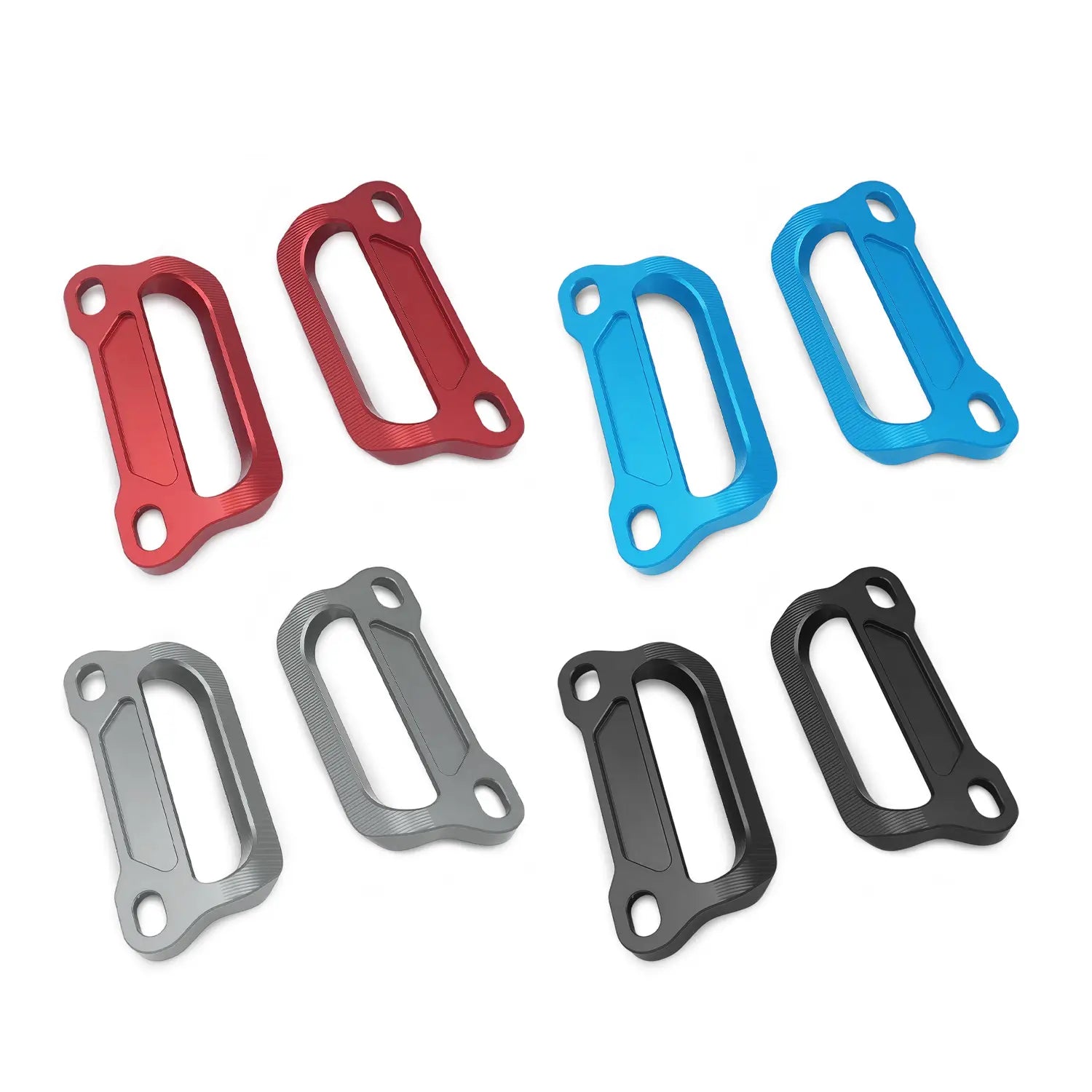 Set aus sechs CNC-gefrästen Aluminium-Gepäckträgergriffen für Cfmoto 675srr CNC-Gepäckträgergriffe für den Soziusbetrieb als Motorrad-Motorhalterungsbefestigungen in den Ausführungen Rot, Blau, Grau und Schwarz.