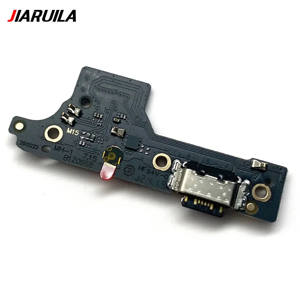 Schwarze, von Jiaruila gebrandete USB-C-Ladeanschlussplatine mit vergoldeten Kontakten und Leiterbahnen für das USB-Lade-Flexkabel, kompatibel mit der Xiaomi-Redmi-Serie, mit erhöhter Schutzzeit und verfügbar über China Post.