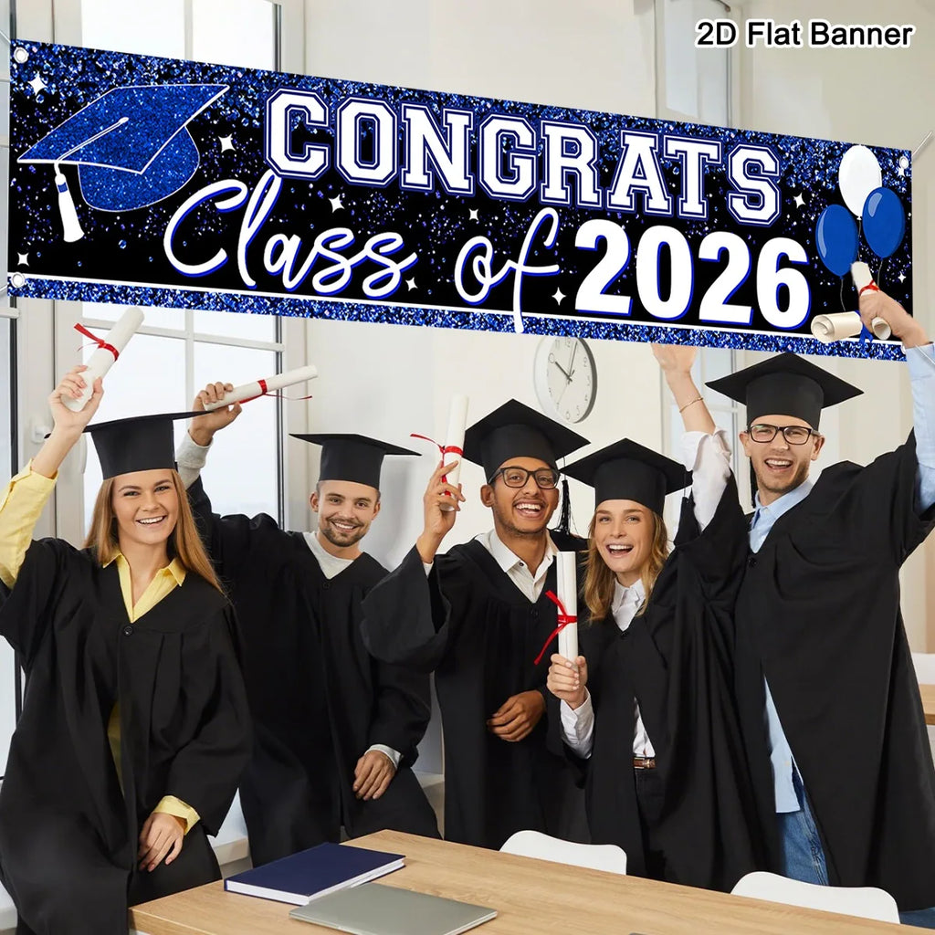 Congrats GRAD Banner Happy Graduation Banner Congratulations Graduation Backdrop Photo Props Graduation Party Supplies
