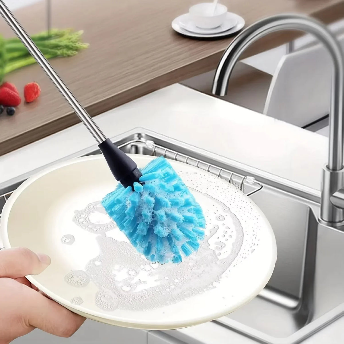 Kitchen glass bottle cleaning brush, milk bottle teacup scrubber, electricity-free cleaning tool, long-handled cup brush