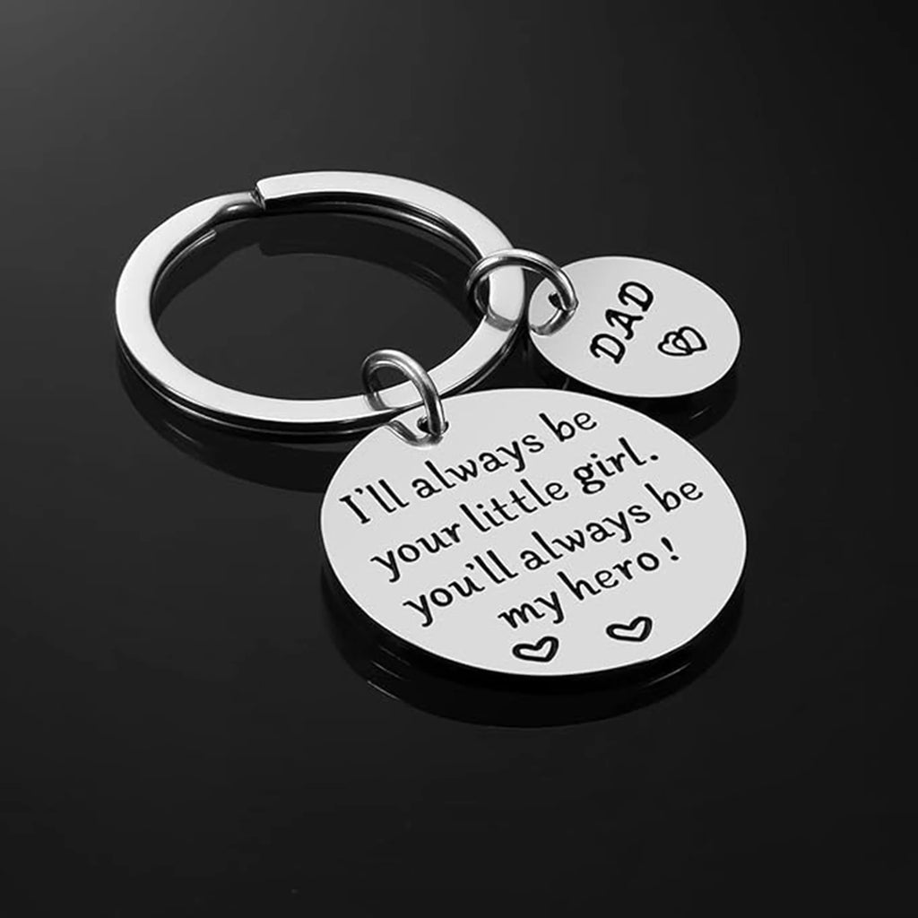 Father’s Day Gift Dad Gifts from Daughter for Birthday Christmas Valentine’s Day Father Daughter Keyring Stainless Steel Jewelry
