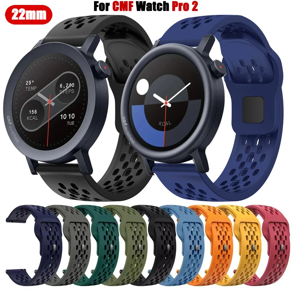 22mm Smart Watch Strap For CMF Watch Pro 2 Breathable Sports Silicone Wristband Correa For CMF by Nothing Watch Pro 2 Bracelet