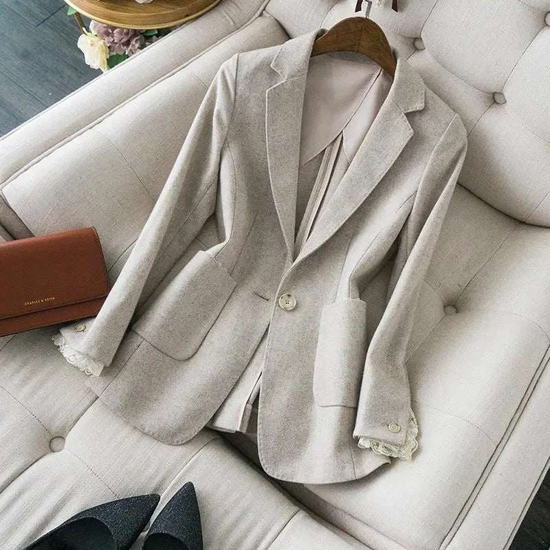 2025 New Women Blazers Jackets Long Sleeve Elegant Office Lady Fashion Outerwear Vintage Fashion Single Breasted Female Coats