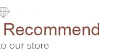 The image displays a minimalist logo with the word recommend in a clean modern serif font on a gold angel number 7 necklace.