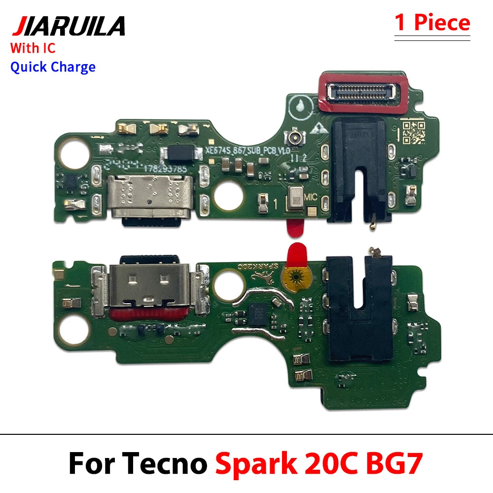 New For Tecno Spark 20 Pro 20C BG7 Spark Pro Plus KG7 USB Charging Port Dock Charger Plug Connector Board Flex Cable