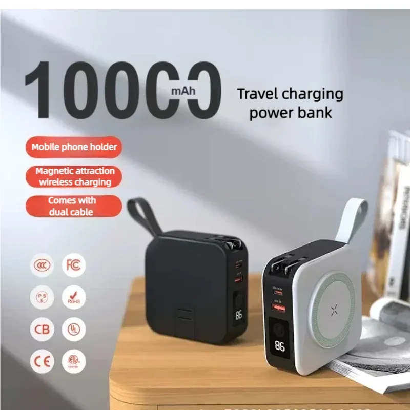 Wireless Powerbank Magnetic with Plug Cable Fast Charging Ugreen for IPhone15P External Spare Mobile Camping Qi2 3in1 Charger