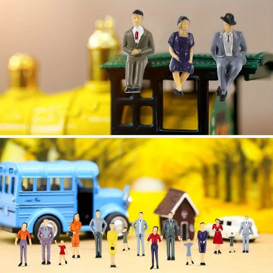 Valentine's Day Birthday Party Gift Train Scene Scale Model Character Building Sitting Passengers Painted Dolls Collectible Figu