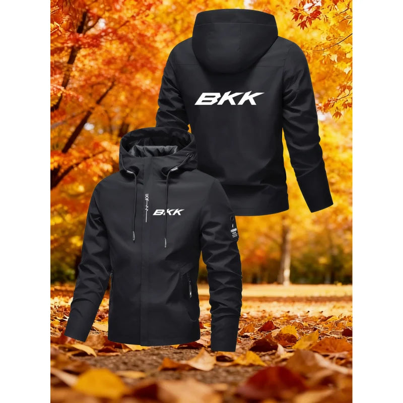 Men'S Hooded Jacket BKK Large Letter Print Hooded Jacket Suitable For Hiking And Mountain Climbing、Fishing And Camping