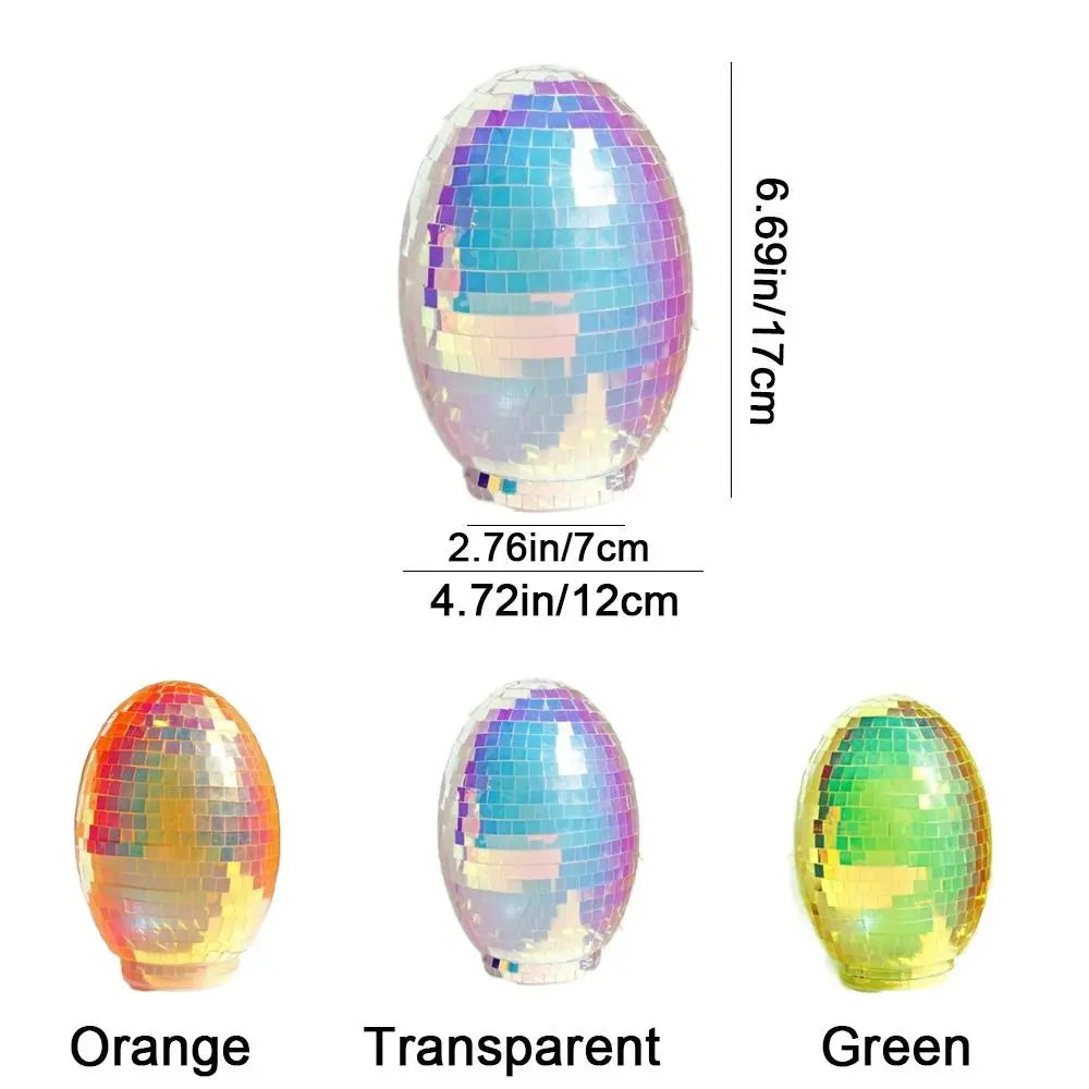 Easter Theme Glass Disco Egg Ball Decorative Adorable Reflective Mirror Ball Shimmering Effect Egg Ornaments Holiday Gifts