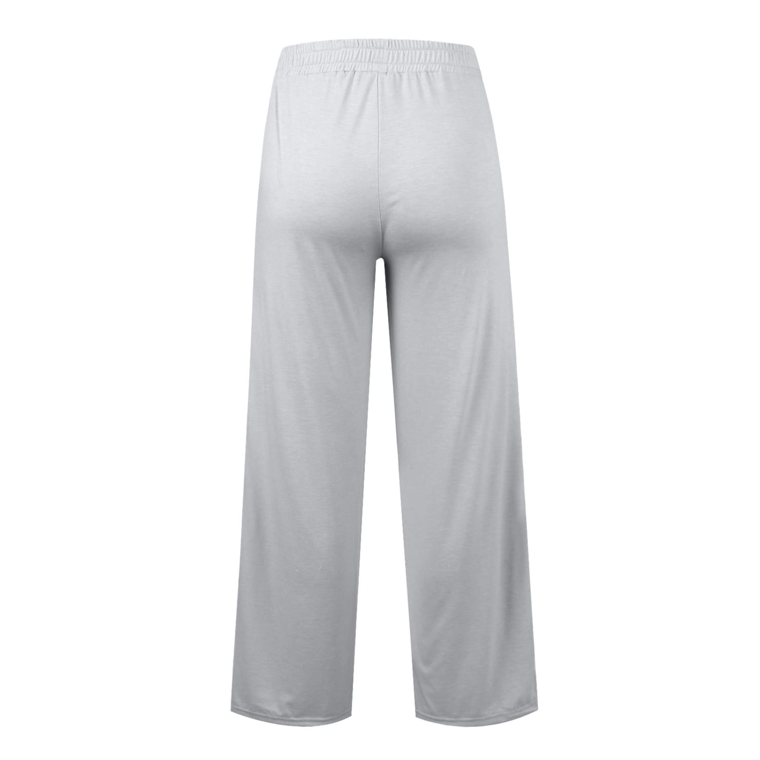 women’s wide leg fleece lined sweatpants in light gray with an elastic waistband and solid pattern type for comfortable casual wear