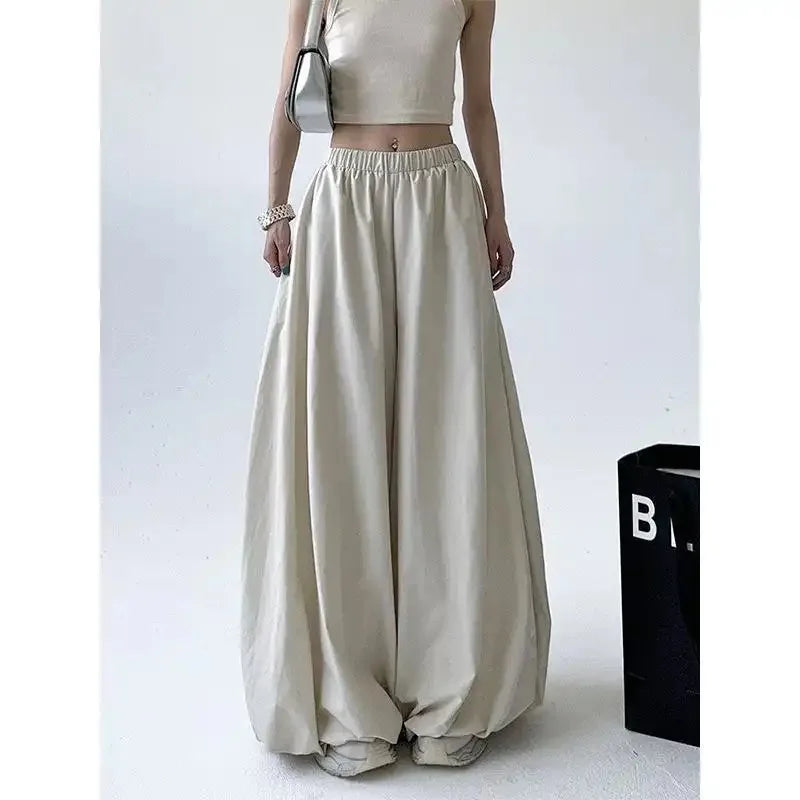 Women's Wide-Leg Pants High Waist Flowy Balloon Trousers