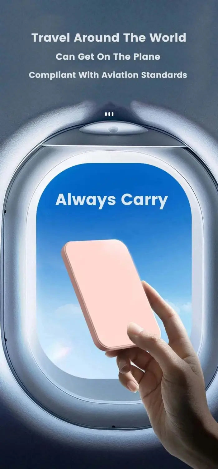 A sleek rose gold magnetic power bank with a minimalist rectangular design and 20000mah capacity for fast charging.