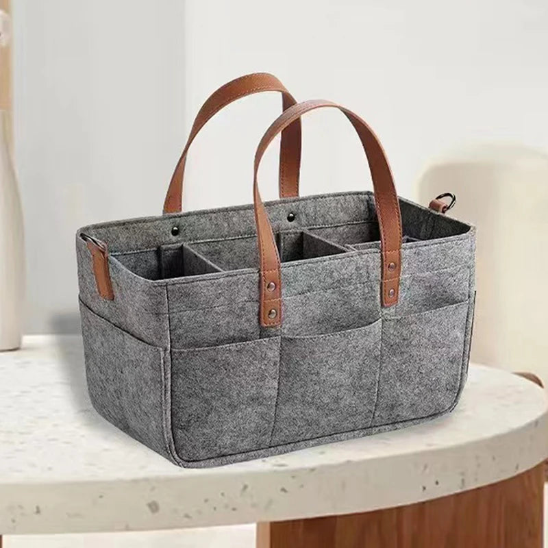 Automobiles Baby Felt Storage Nursery Organizer Basket Infant Diaper Bag with Handle Caddy Changing Nappy Kids Storage Carrier