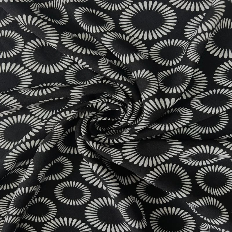 L100cm X W150cm Black Curtains Fabric Handmade Sewing Home Print Retro Summer Breathable Fashion DIY Craft Textile Art Material