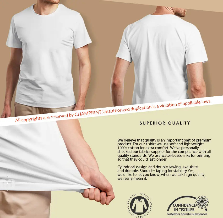 T-shirt en coton à silhouette d’homme en train de tirer, avec un tissu blanc uni à 100 % en coton, un col rond classique et des manches courtes.
