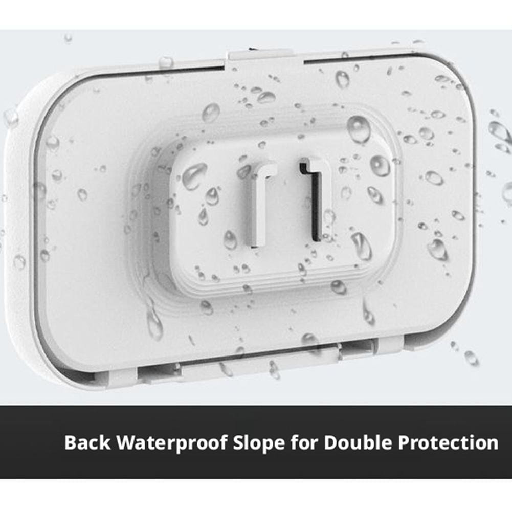 White plastic waterproof case with a sloped back design for double protection featured in the waterproof case 360 degree rotating shower phone holder