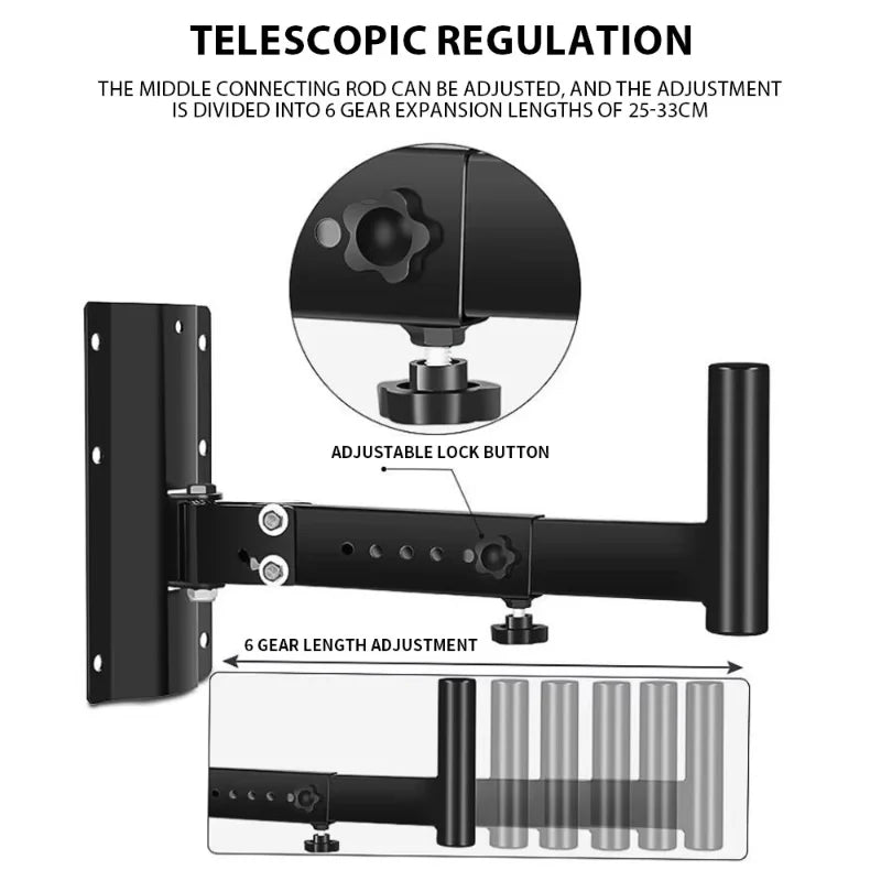 1 Pair Speaker Wall Mounts Brackets Professional Adjustable All Metal Stands Audio Telescopic Wall Mounting Accessories