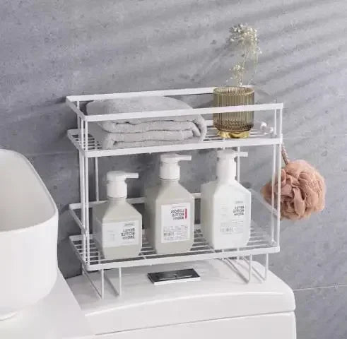 Wall Mounted Shelf for Bathroom No Drill over Toilet Storage Rack Aluminum Shower Organizer Bath Accessories Holder