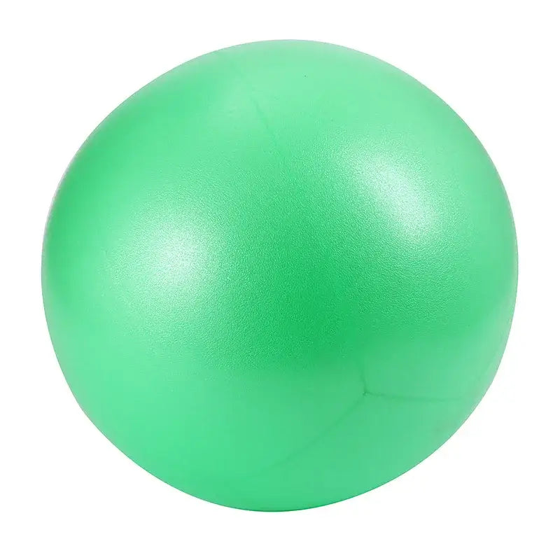 A smooth solid green anti-burst yoga ball with a matte finish designed for balance training and enhanced air leakage prevention.