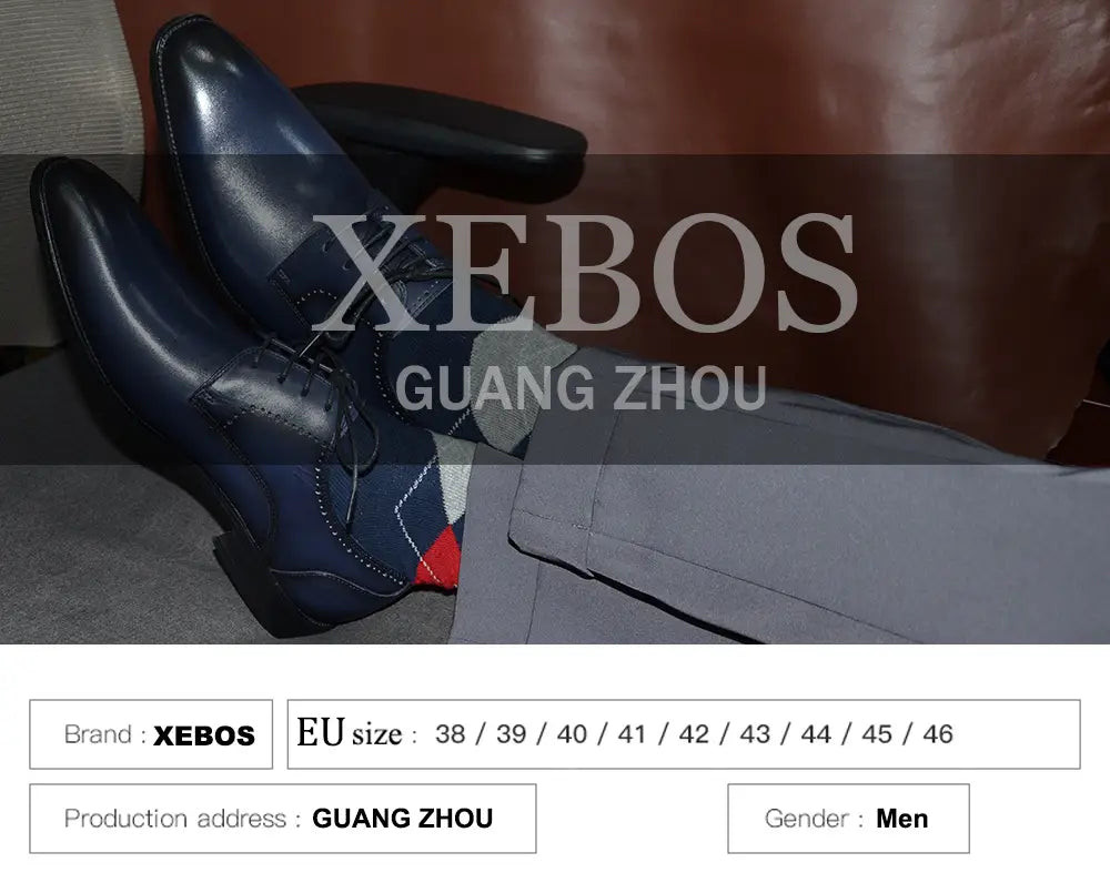 Chaussures habillées en cuir bleu marine pour hommes avec une finition soignée et un design à lacets classique, présentées comme des escarpins brogue wingtip en cuir.