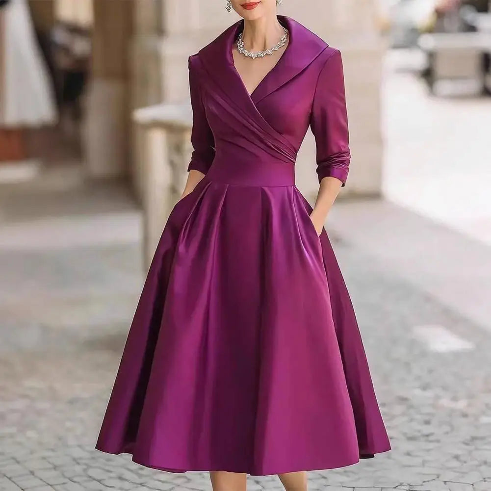 Elegant Women Blazer Dresses Business Office Midi Blazer Dress Women's Lapel V Neck Work Dress A Line Swing Dress Formal