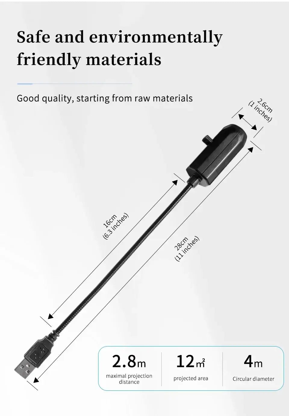 câble d’extension USB noir de 2,8 mètres de distance de projection et d’une surface projetée de 12 mètres carrés pour la veilleuse projecteur de galaxie ciel étoilé USB, fabriqué à partir de matériaux sûrs et respectueux de l’environnement, pour la série de diapositives.