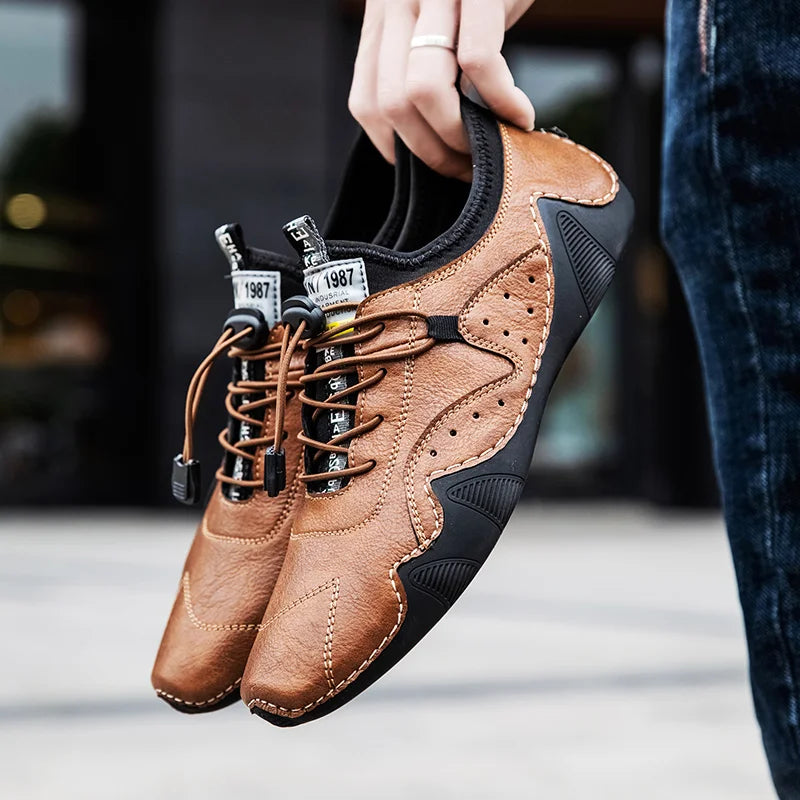 2023 New Leather Casual Shoes Men Sneakers Flat Comfortable Men Handmade Shoes Luxury Fashion Loafers High Quality Men Footwear