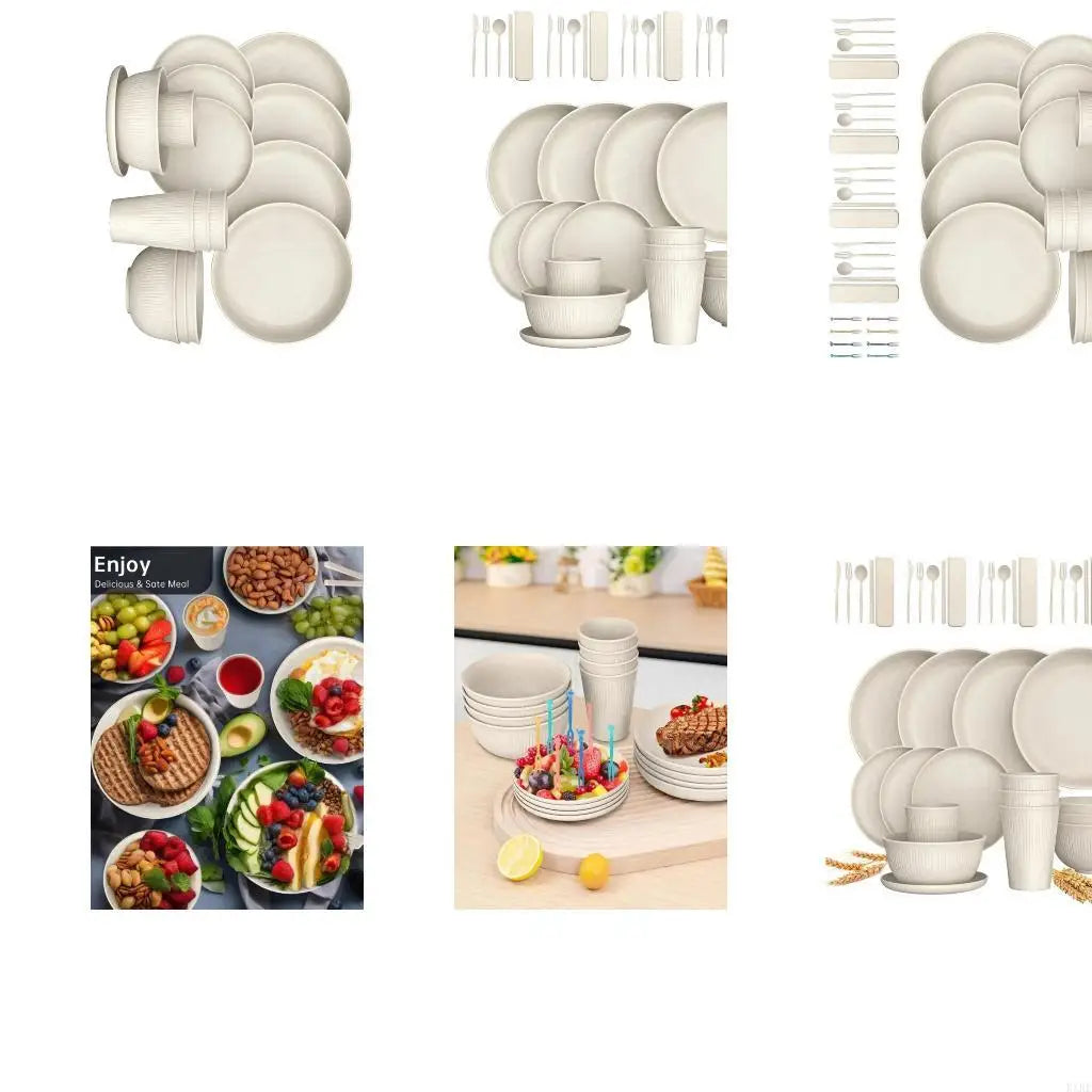 Plastic dinnerware set with ribbed bowls cups for kitchen meals KXRE