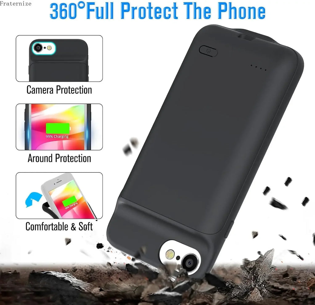 Extended Smart Battery Charger Case for iPhone 8/7/6s/6/SE 2020/2022/2023 Portable Rechargeable Protective Charging Cover
