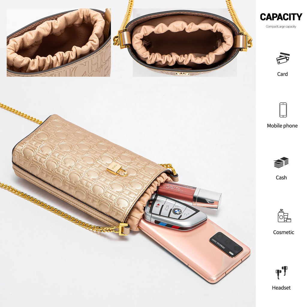 Leather Shoulder BagsEmbossed  Motifs Vintage-Inspired Designs with Gold-Toned Locks Textured Chains Chic Functional Details