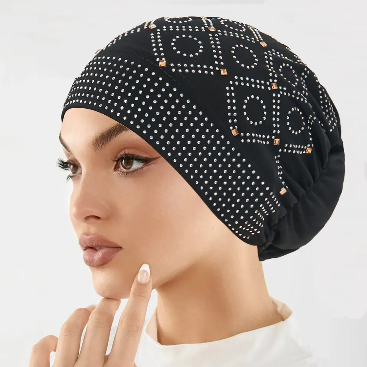 New Fashion Diamonds Headscarf Hat Muslim Women Head Cover Underscarf Beanies Inner Hijab Bonnet Hair Loss Headwrap Cap Undercap