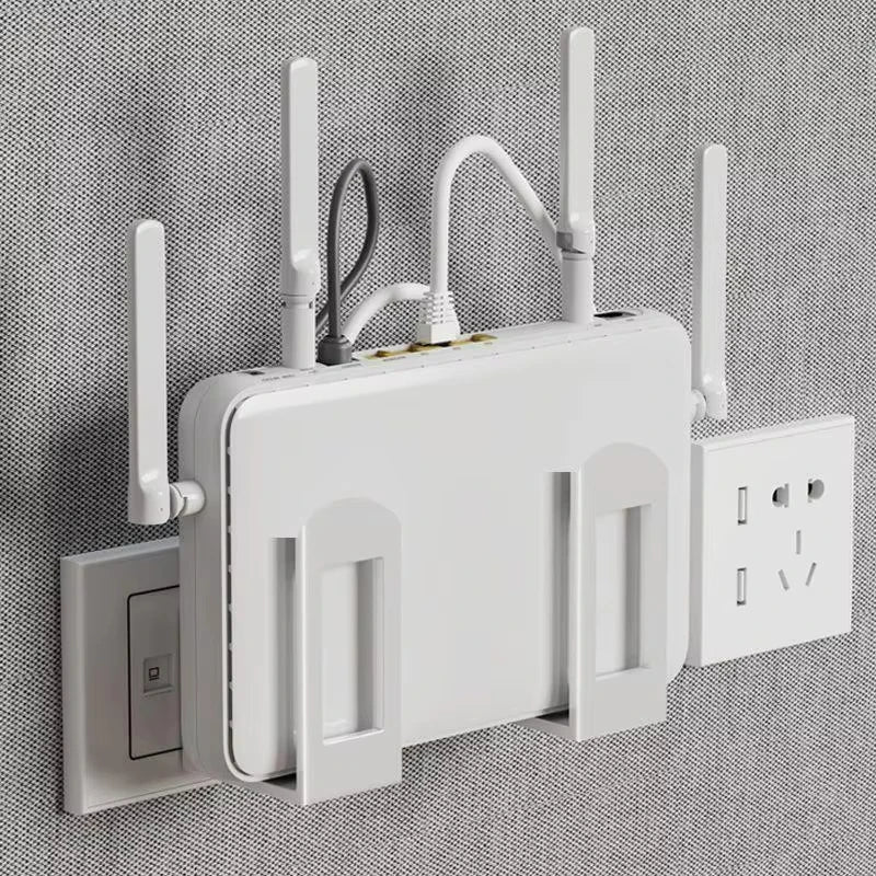 2pcs Home Router Storage Box Wall Artifact Set-top Box Wall-mounted Fixture Support Bracket Wifi Placement Rack For Living Room