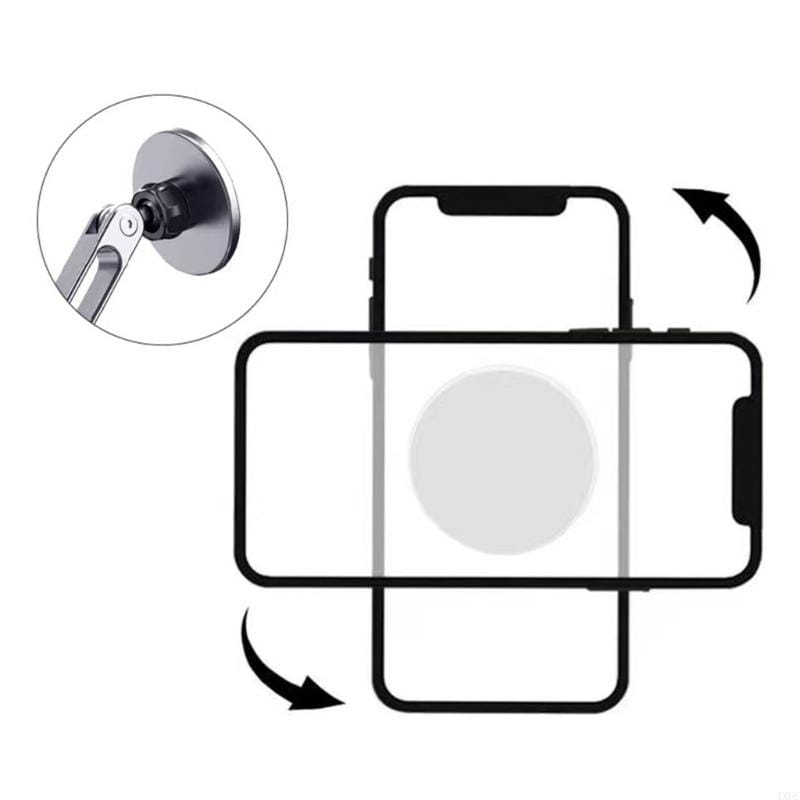Silberne magnetische Autohalterung für Mobiltelefone mit verstellbarem Arm und Saugfuß-Basis, ausgelegt für die Modelle iPhone 12, 13, 14 und 15.