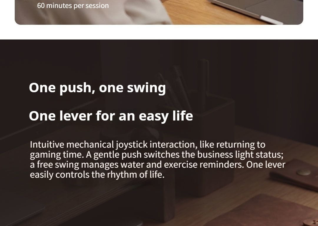 a sleek dark gray mechanical joystick with a minimalist design and smooth surface featured in the duka mooda smart temperature and humidity clock.