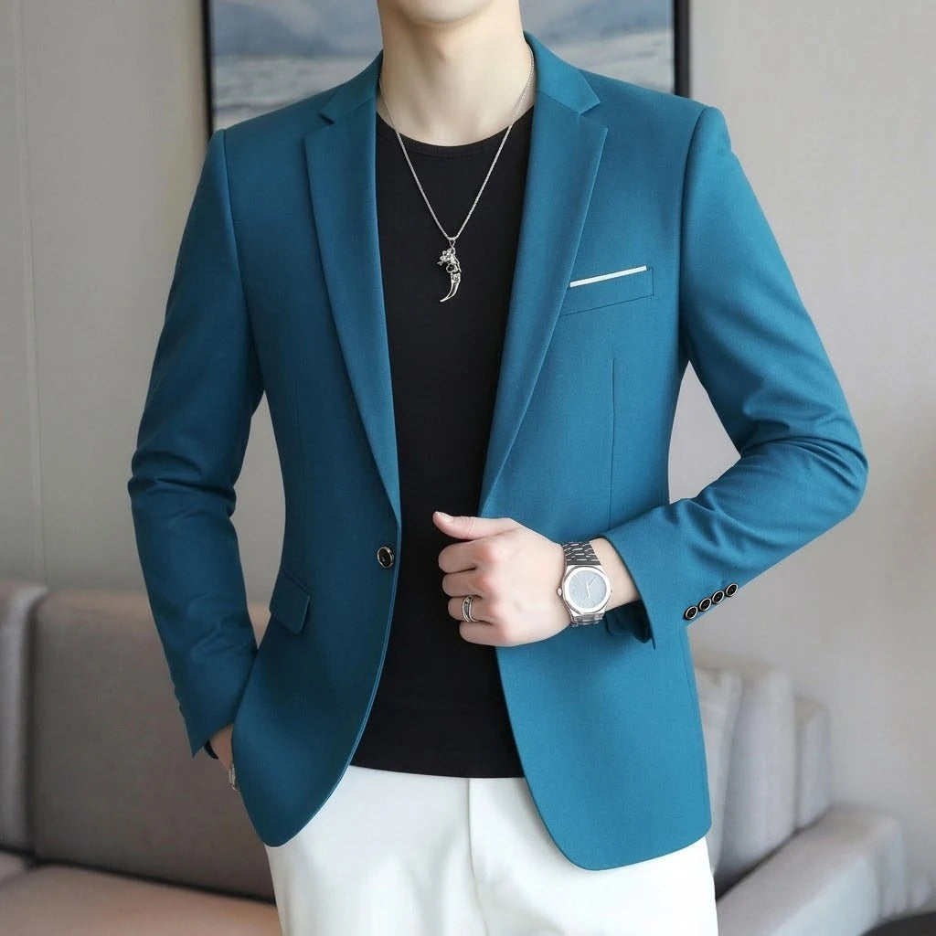 Men's Slim Fit Blazer 18 Colors Casual Business Suit Jacket One Button Notched Lapel Formal Dress Blazer for Wedding Party W