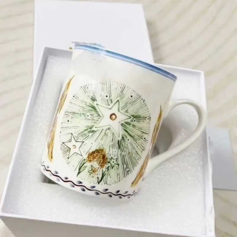 Coffee Cup Mug Fathers Day Gifts Retro Bone China Mug Breakfast Cereal Cup Household Creative Sun Series Tea Gift