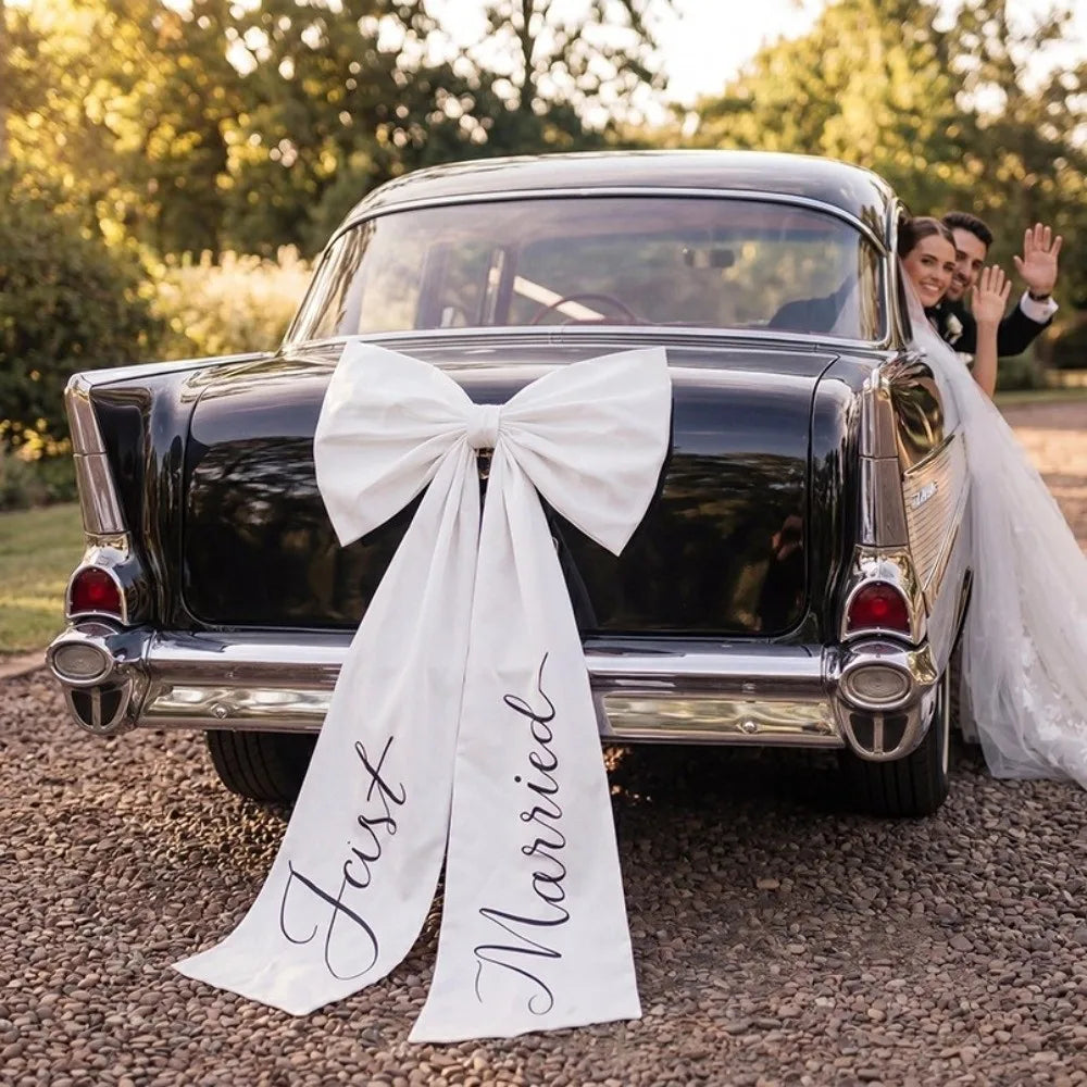 Romantic Large Size Wedding Car Bow Elegant Lovely Style Car Ribbon Bow Wedding Photo Prop Just Married Car Decor Bridal Party