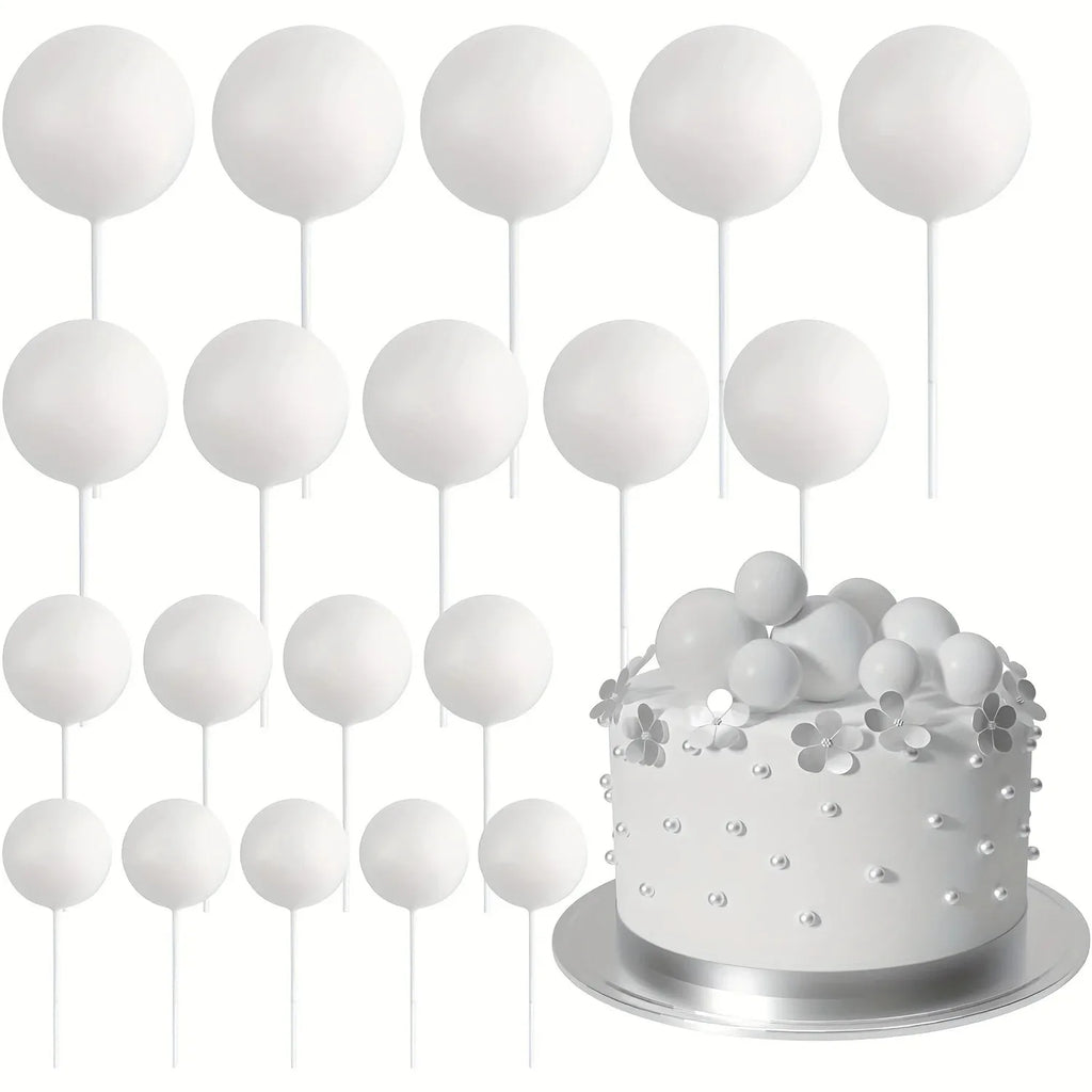 20Pcs Happy Birthday Ball Cake Gold And Silver Foam Ball Wedding Party Birthday Cake Anniversary Decor DIY Party Home Decoration