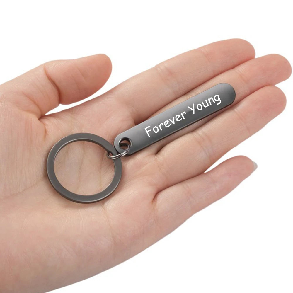 Custom Phone Number Keychains Cute Hollow Out Animals Personalized Titanium Bar Keyring Laser Engraving Name Car Key Chain Gifts