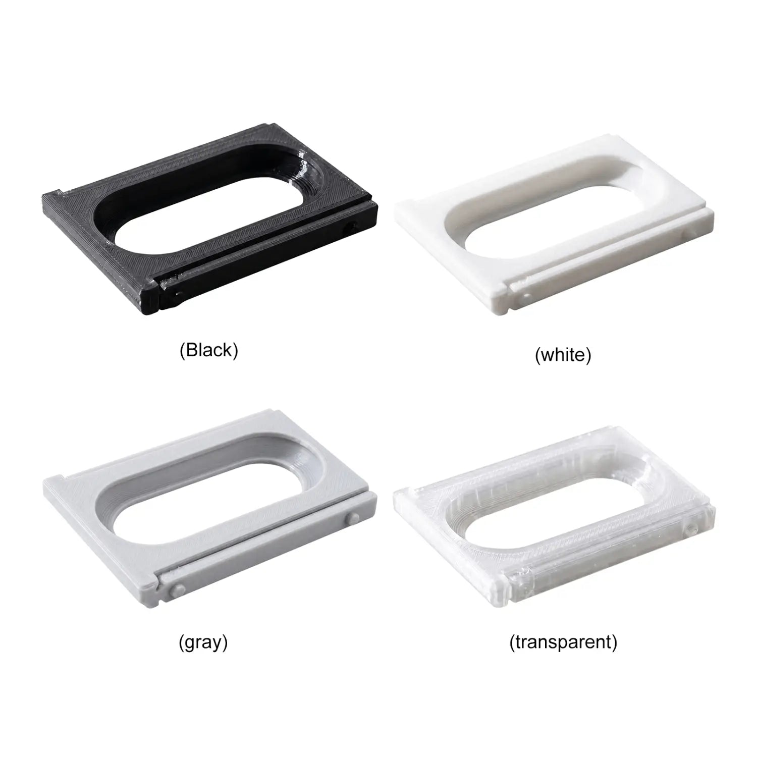 adapter bracket frames for fitbit air to whoop 5.0 in black white gray and transparent plastic with a central oval cutout.