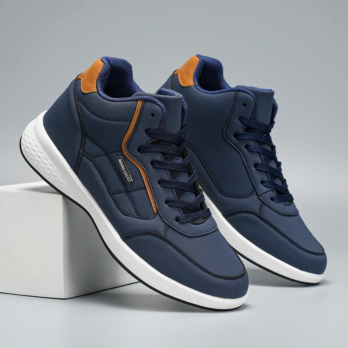 New Shoes for Men High Top Leather Sneaker Waterproof Casual Comfortable Men's Sneakers Lace Up Footwear Vulcanized Man Shoes