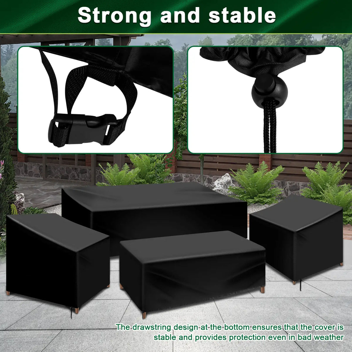 4Pcs Patio Furniture Cover Set Heavy Duty Waterproof Patio Furniture Cover Oxford Cloth Outdoor Furniture Cover with Drawstring